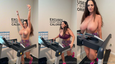 Ava Addams big tits bounce on treadmill nude