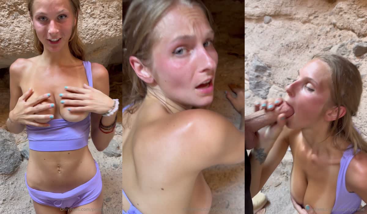 Peachyprime outdoor canyon blowjob