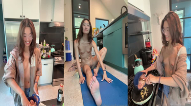 Asianmochi naughty kitchen nude workout video leaked