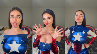 Megan Guthrie new Captain America cosplay tits tease