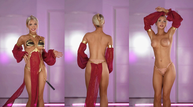 Emma Louise Erotic Dance in Sexy Red and Gold Outfit